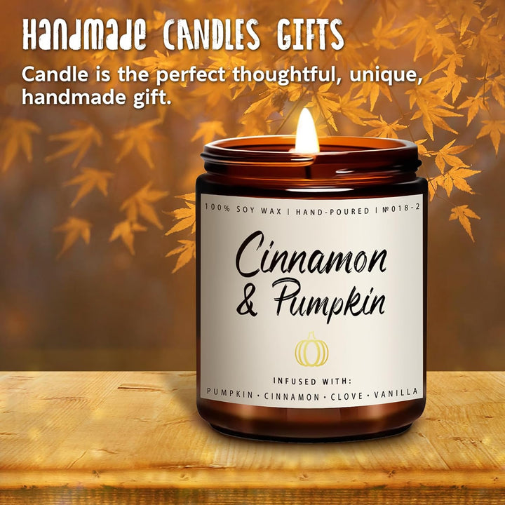 Fall Candles, Apple Pie Scented Candle for Home- Fall Scented Candles Gift Set for Women &amp; Men, Autumn Aromatherapy Candle for Holiday, Thanksgiving, Cozy Home Décor，Long-Lasting Fragrance，7 oz