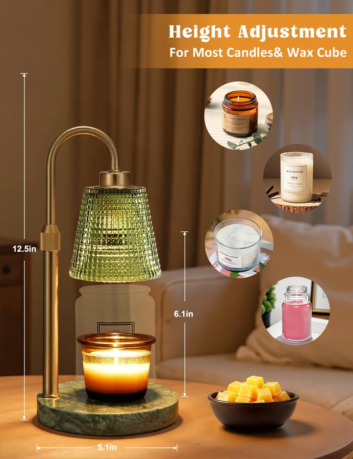 Rustic Candle Warmer Lamp with Timer, Dimmable Candle Warmer for Jar Candles, Height Adjustable Wax Melts Warmer, Birthday Gifts for Women Mom, House Warming Gifts New Home Decor