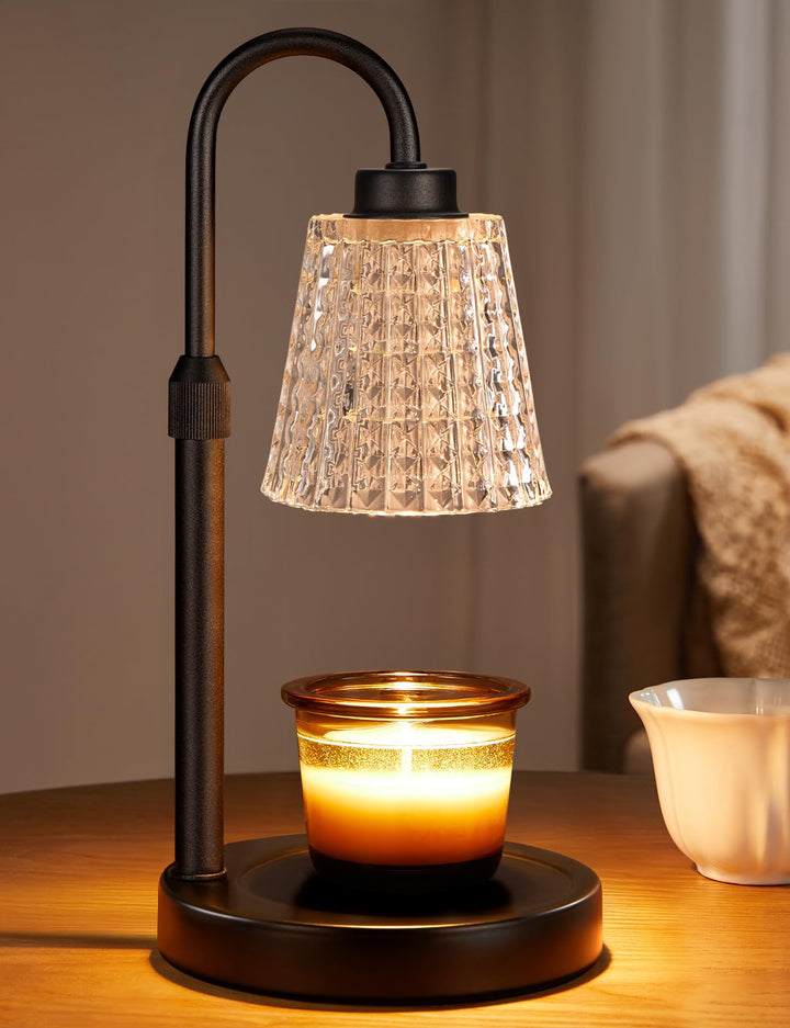 Rustic Candle Warmer Lamp with Timer, Dimmable Candle Warmer for Jar Candles, Height Adjustable Wax Melts Warmer, Birthday Gifts for Women Mom, House Warming Gifts New Home Decor