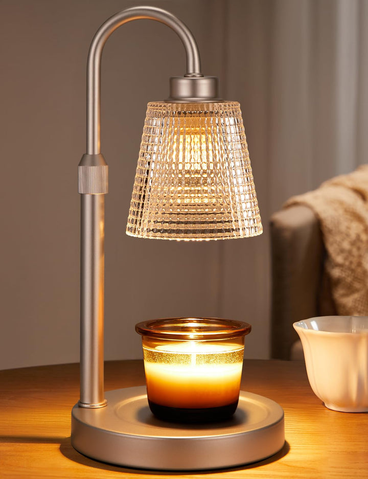 Rustic Candle Warmer Lamp with Timer, Dimmable Candle Warmer for Jar Candles, Height Adjustable Wax Melts Warmer, Birthday Gifts for Women Mom, House Warming Gifts New Home Decor