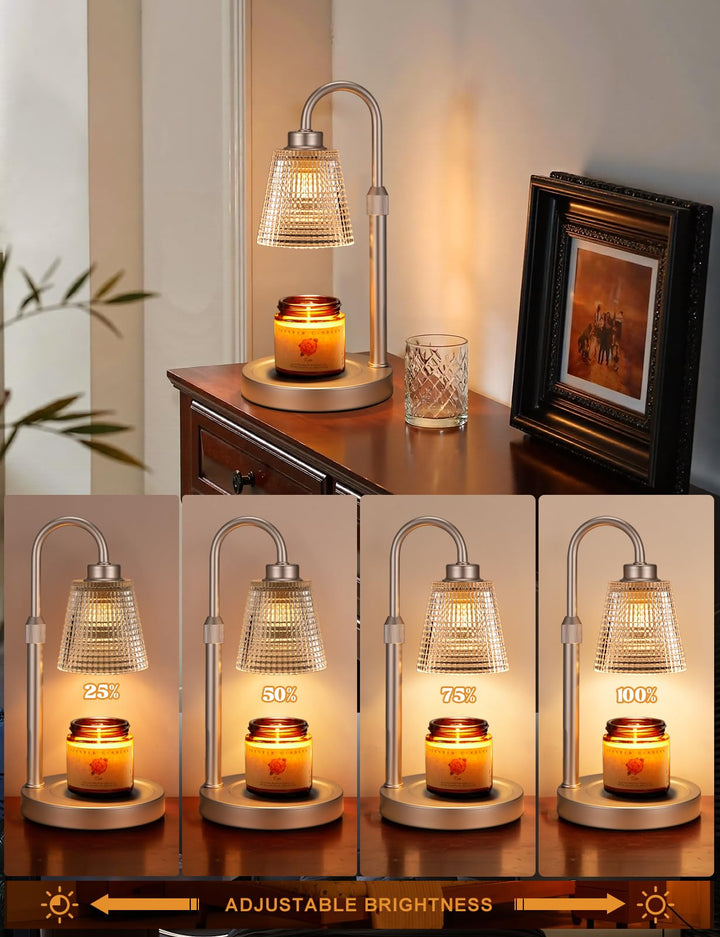 Rustic Candle Warmer Lamp with Timer, Dimmable Candle Warmer for Jar Candles, Height Adjustable Wax Melts Warmer, Birthday Gifts for Women Mom, House Warming Gifts New Home Decor