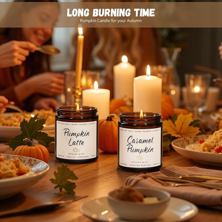Fall Candles, Apple Pie Scented Candle for Home- Fall Scented Candles Gift Set for Women &amp; Men, Autumn Aromatherapy Candle for Holiday, Thanksgiving, Cozy Home Décor，Long-Lasting Fragrance，7 oz