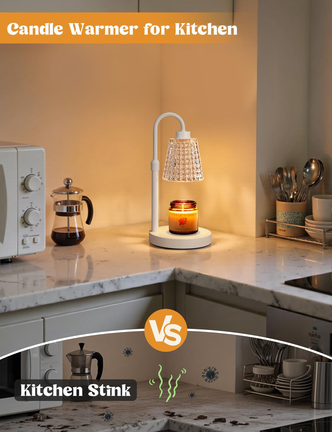 Rustic Candle Warmer Lamp with Timer, Dimmable Candle Warmer for Jar Candles, Height Adjustable Wax Melts Warmer, Birthday Gifts for Women Mom, House Warming Gifts New Home Decor