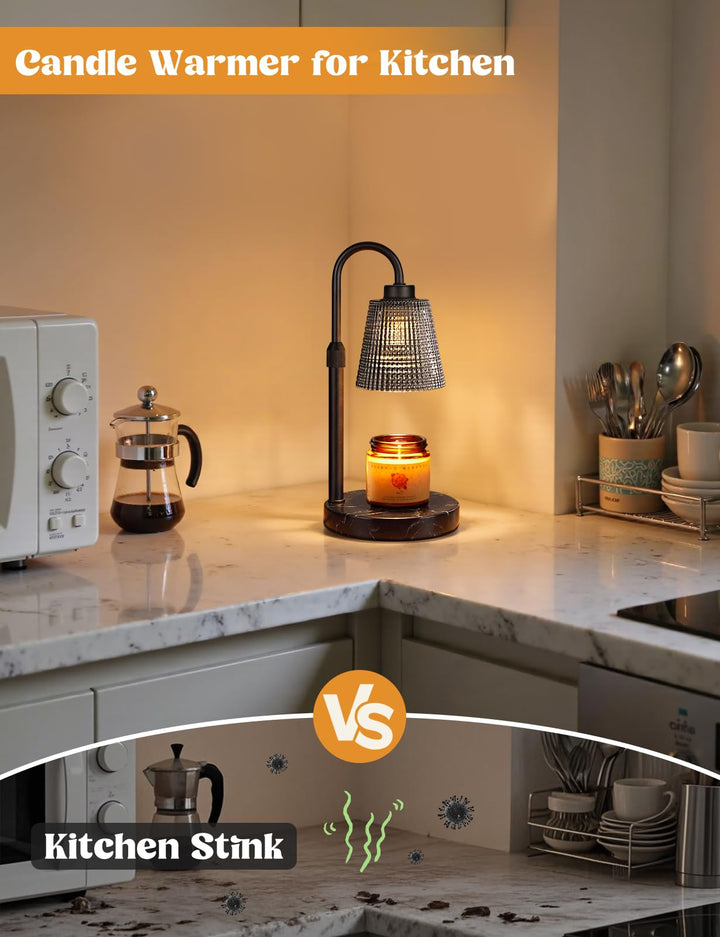 Rustic Candle Warmer Lamp with Timer, Dimmable Candle Warmer for Jar Candles, Height Adjustable Wax Melts Warmer, Birthday Gifts for Women Mom, House Warming Gifts New Home Decor