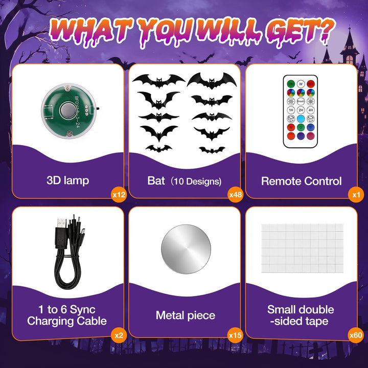 LUDILO 100Pcs Bats Halloween Decorations: Halloween Bats Wall Décor Sticker