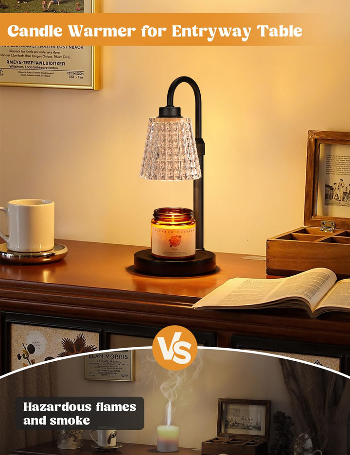 Rustic Candle Warmer Lamp with Timer, Dimmable Candle Warmer for Jar Candles, Height Adjustable Wax Melts Warmer, Birthday Gifts for Women Mom, House Warming Gifts New Home Decor