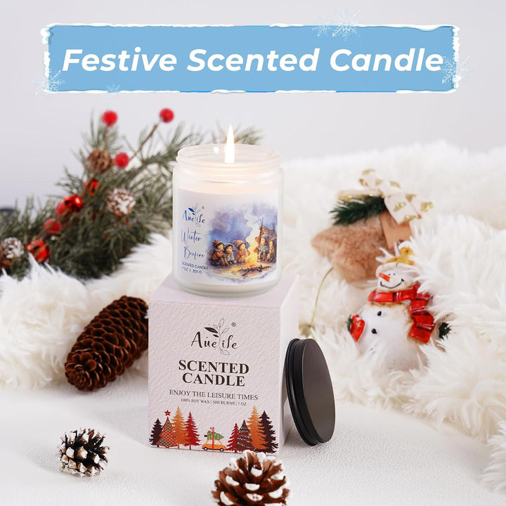 Fall Candles, Apple Pie Scented Candle for Home- Fall Scented Candles Gift Set for Women &amp; Men, Autumn Aromatherapy Candle for Holiday, Thanksgiving, Cozy Home Décor，Long-Lasting Fragrance，7 oz