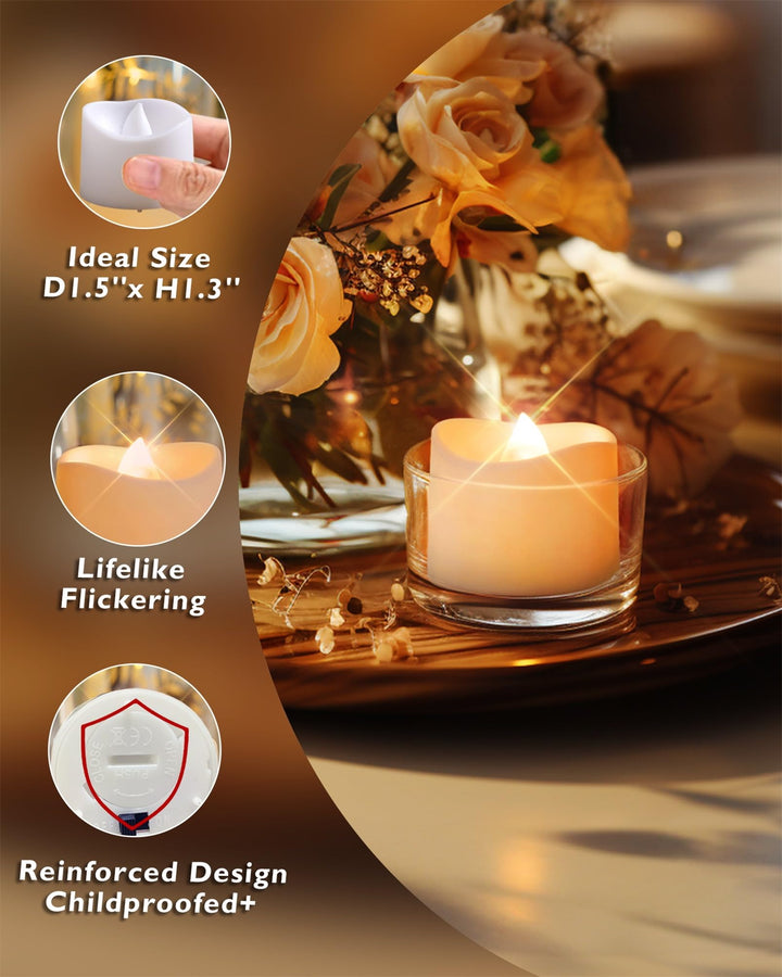 Homemory 24-Pack Black Flameless Battery Tea Light Candles, 200+ Hours