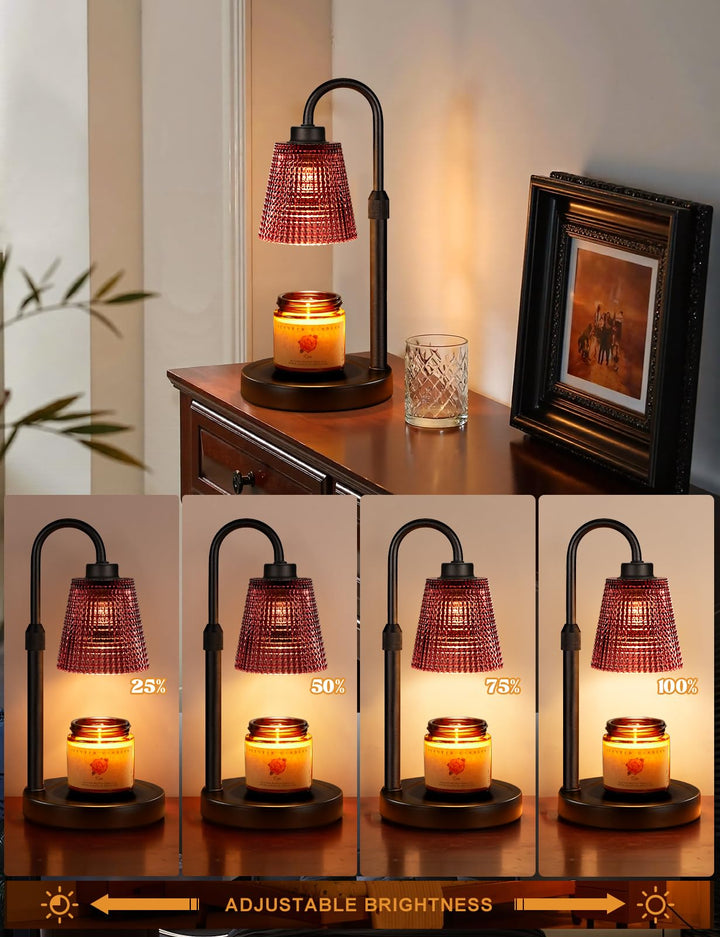 Rustic Candle Warmer Lamp with Timer, Dimmable Candle Warmer for Jar Candles, Height Adjustable Wax Melts Warmer, Birthday Gifts for Women Mom, House Warming Gifts New Home Decor