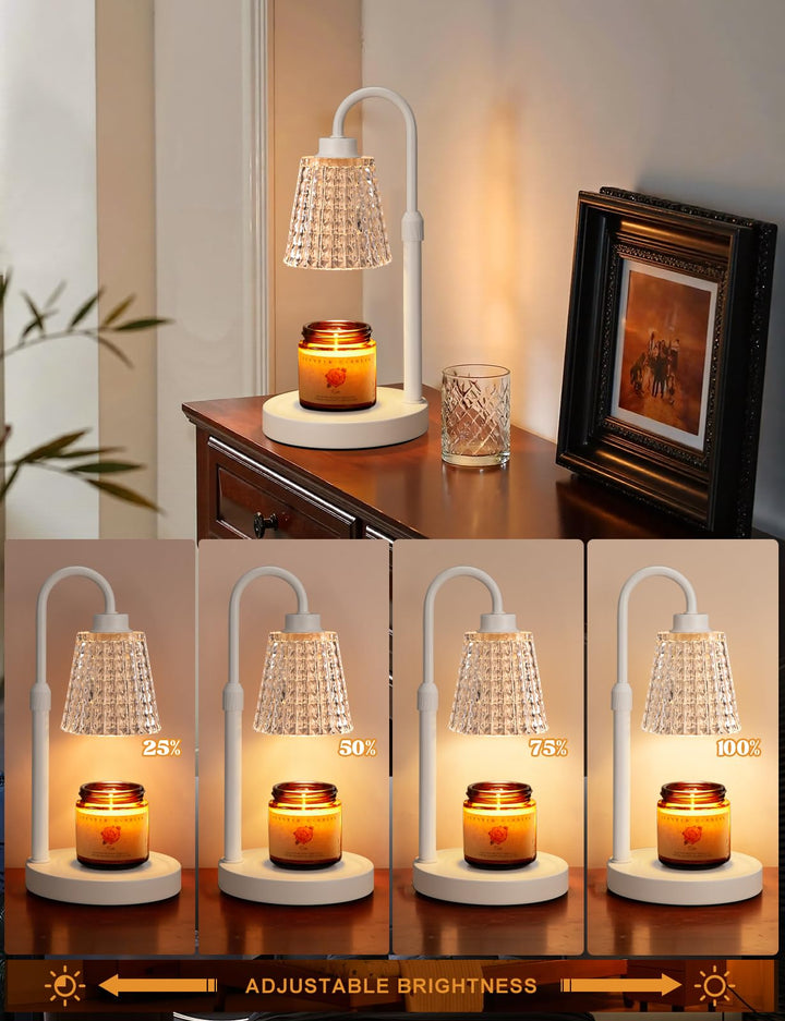 Rustic Candle Warmer Lamp with Timer, Dimmable Candle Warmer for Jar Candles, Height Adjustable Wax Melts Warmer, Birthday Gifts for Women Mom, House Warming Gifts New Home Decor