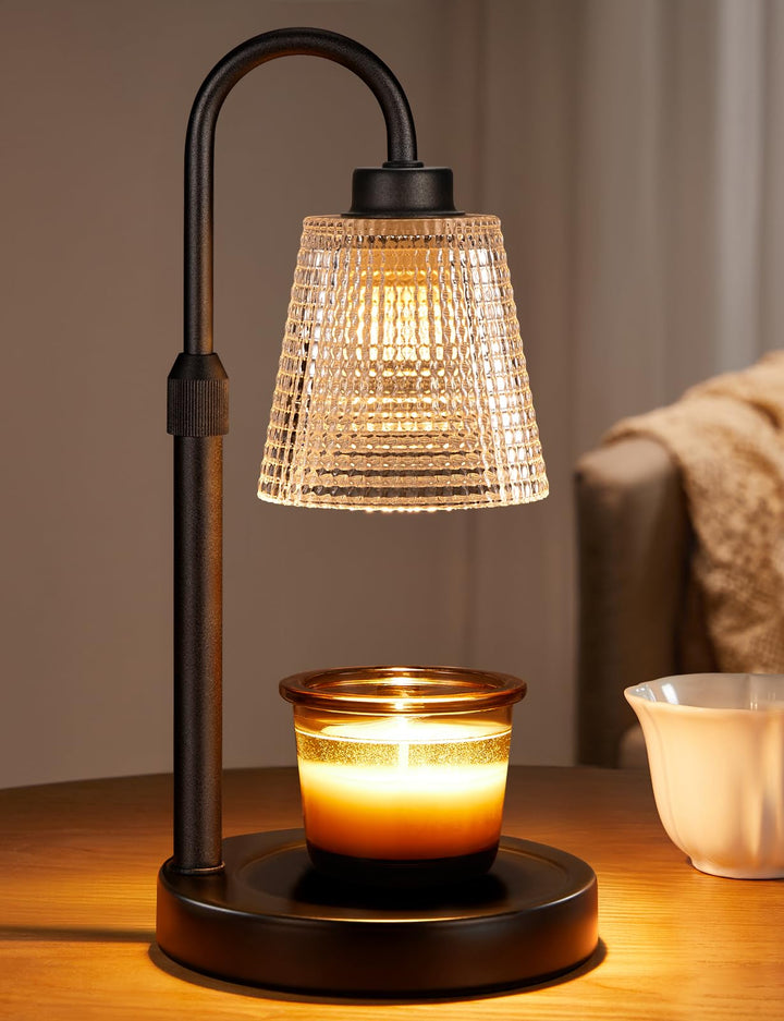 Rustic Candle Warmer Lamp with Timer, Dimmable Candle Warmer for Jar Candles, Height Adjustable Wax Melts Warmer, Birthday Gifts for Women Mom, House Warming Gifts New Home Decor