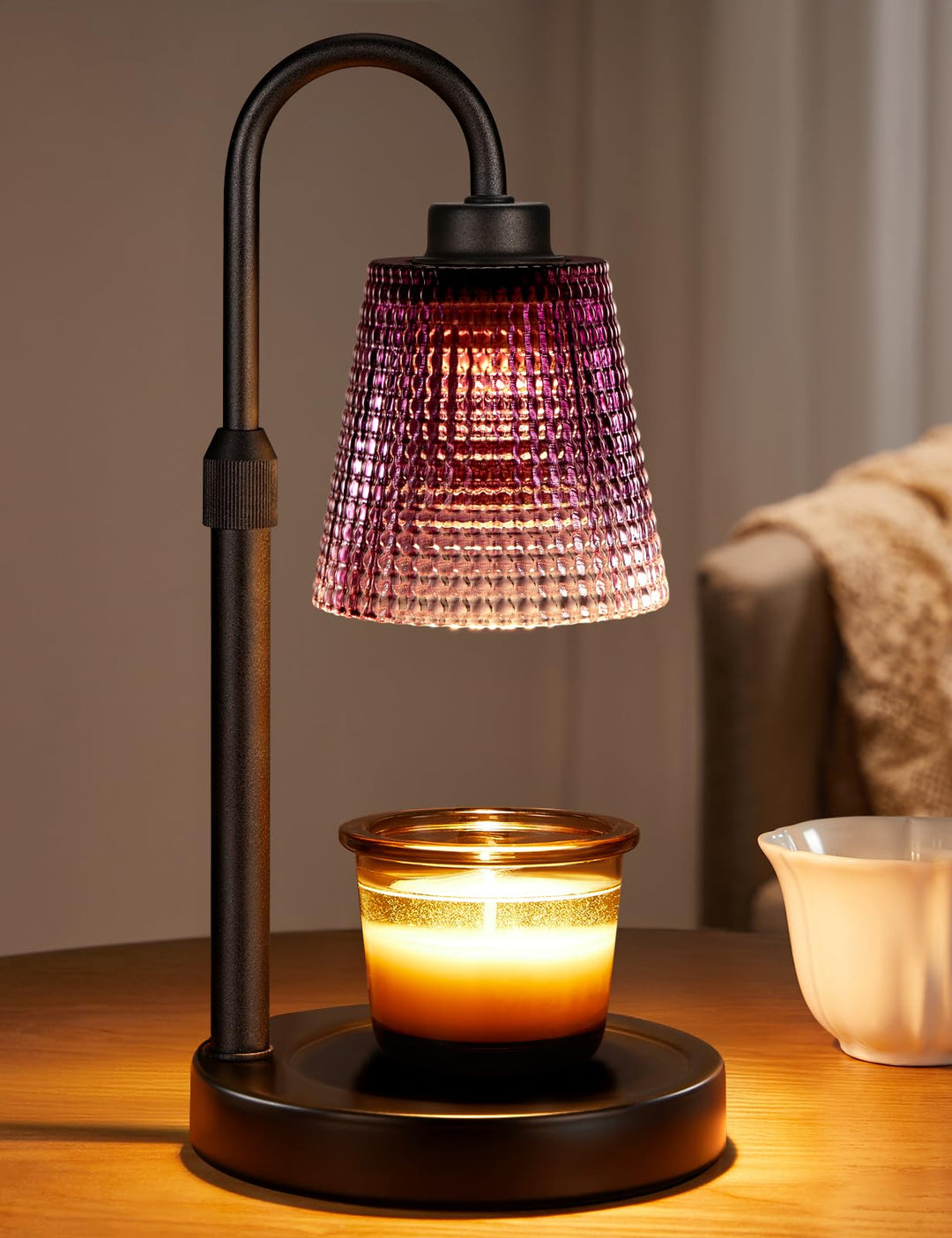 Rustic Candle Warmer Lamp with Timer, Dimmable Candle Warmer for Jar Candles, Height Adjustable Wax Melts Warmer, Birthday Gifts for Women Mom, House Warming Gifts New Home Decor