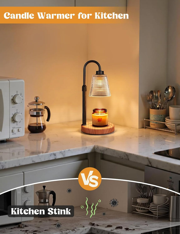 Rustic Candle Warmer Lamp with Timer, Dimmable Candle Warmer for Jar Candles, Height Adjustable Wax Melts Warmer, Birthday Gifts for Women Mom, House Warming Gifts New Home Decor