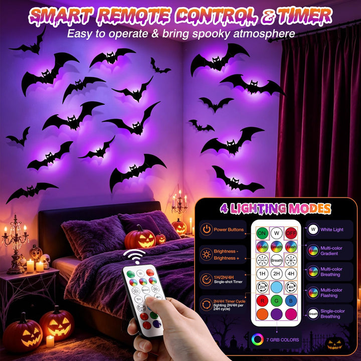 LUDILO 100Pcs Bats Halloween Decorations: Halloween Bats Wall Décor Sticker