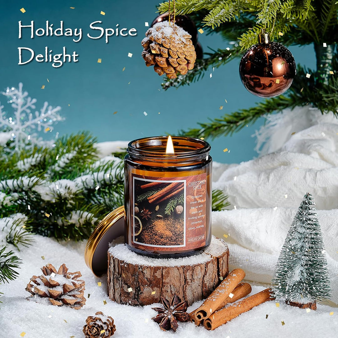Fall Candles, Apple Pie Scented Candle for Home- Fall Scented Candles Gift Set for Women &amp; Men, Autumn Aromatherapy Candle for Holiday, Thanksgiving, Cozy Home Décor，Long-Lasting Fragrance，7 oz