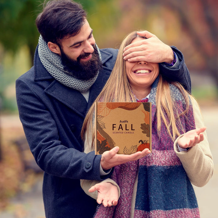 Fall Candles, Apple Pie Scented Candle for Home- Fall Scented Candles Gift Set for Women &amp; Men, Autumn Aromatherapy Candle for Holiday, Thanksgiving, Cozy Home Décor，Long-Lasting Fragrance，7 oz