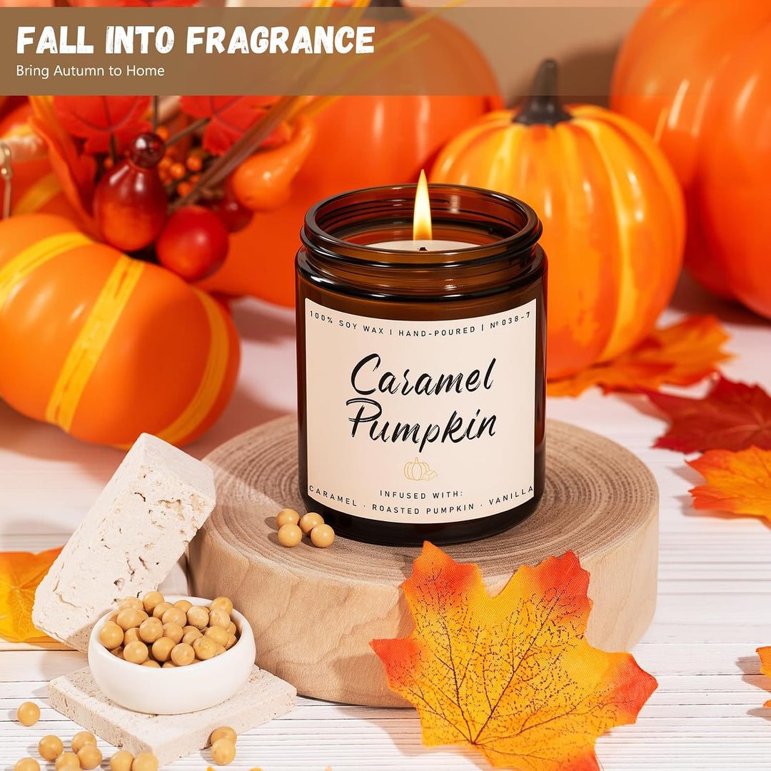 Fall Candles, Apple Pie Scented Candle for Home- Fall Scented Candles Gift Set for Women &amp; Men, Autumn Aromatherapy Candle for Holiday, Thanksgiving, Cozy Home Décor，Long-Lasting Fragrance，7 oz
