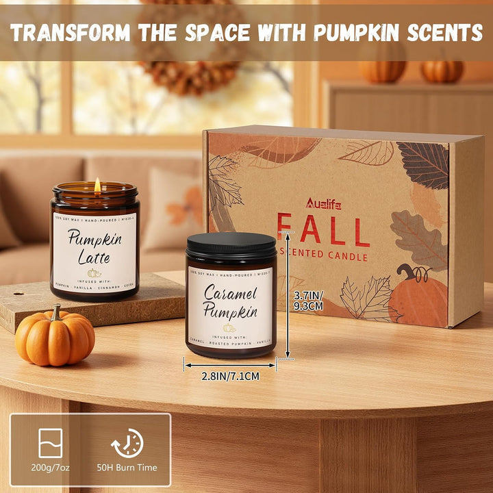 Fall Candles, Apple Pie Scented Candle for Home- Fall Scented Candles Gift Set for Women &amp; Men, Autumn Aromatherapy Candle for Holiday, Thanksgiving, Cozy Home Décor，Long-Lasting Fragrance，7 oz