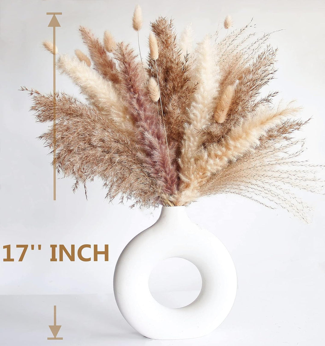 Natural Dried Pampas Grass Decor, 110 PCS Pampas Grass Contains White Bunny Tails Dried Flowers, Artificial Flowers for Bathroom Decor, Bathroom wall, Office Decor and Baby Shower Decorations