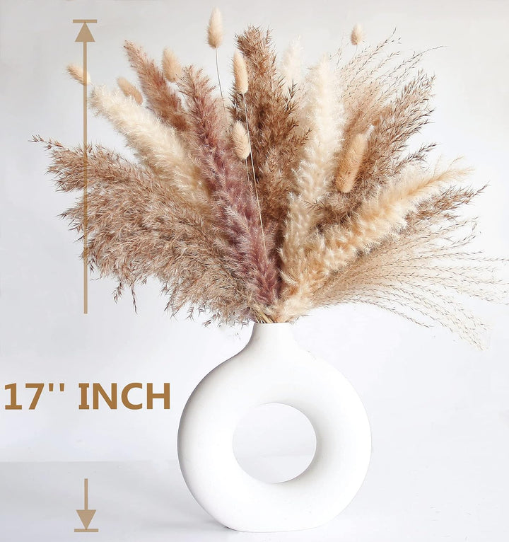 Natural Dried Pampas Grass Decor, 110 PCS Pampas Grass Contains White Bunny Tails Dried Flowers, Artificial Flowers for Bathroom Decor, Bathroom wall, Office Decor and Baby Shower Decorations