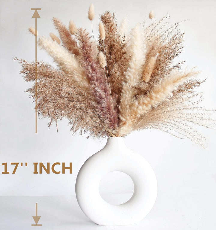 Natural Dried Pampas Grass Decor, 110 PCS Pampas Grass Contains White Bunny Tails Dried Flowers, Artificial Flowers for Bathroom Decor, Bathroom wall, Office Decor and Baby Shower Decorations