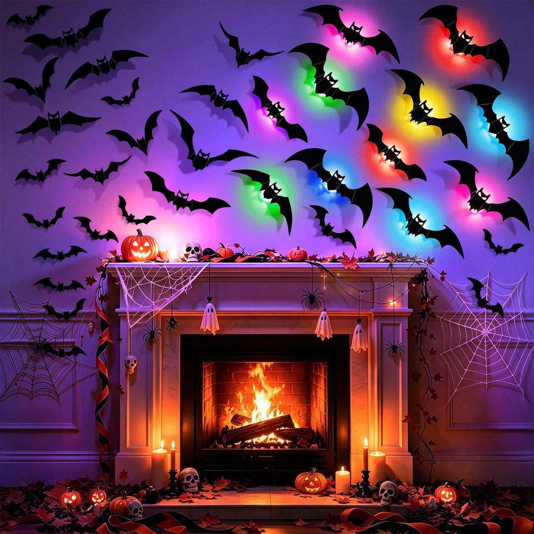 LUDILO 100Pcs Bats Halloween Decorations: Halloween Bats Wall Décor Sticker