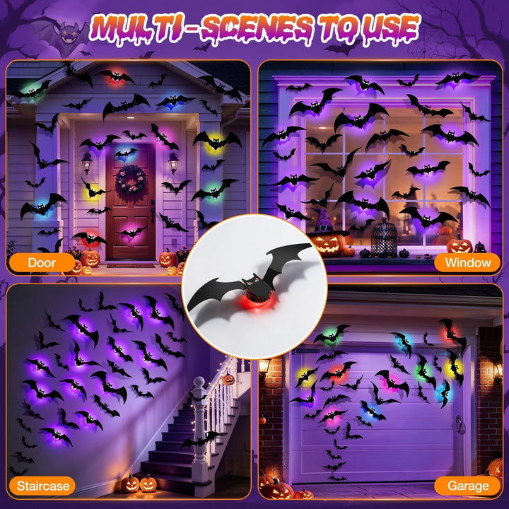 LUDILO 100Pcs Bats Halloween Decorations: Halloween Bats Wall Décor Sticker