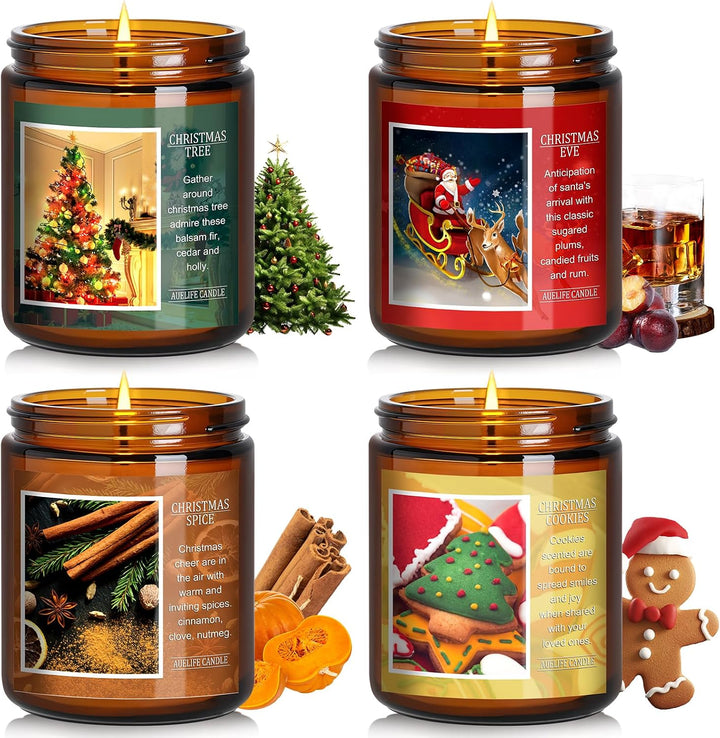 Fall Candles, Apple Pie Scented Candle for Home- Fall Scented Candles Gift Set for Women &amp; Men, Autumn Aromatherapy Candle for Holiday, Thanksgiving, Cozy Home Décor，Long-Lasting Fragrance，7 oz