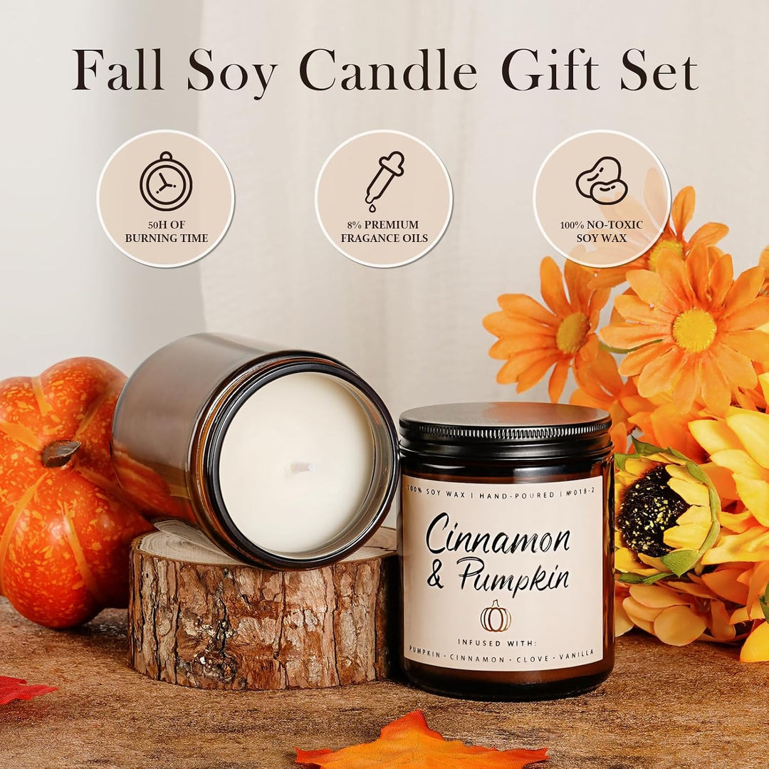 Fall Candles, Apple Pie Scented Candle for Home- Fall Scented Candles Gift Set for Women &amp; Men, Autumn Aromatherapy Candle for Holiday, Thanksgiving, Cozy Home Décor，Long-Lasting Fragrance，7 oz