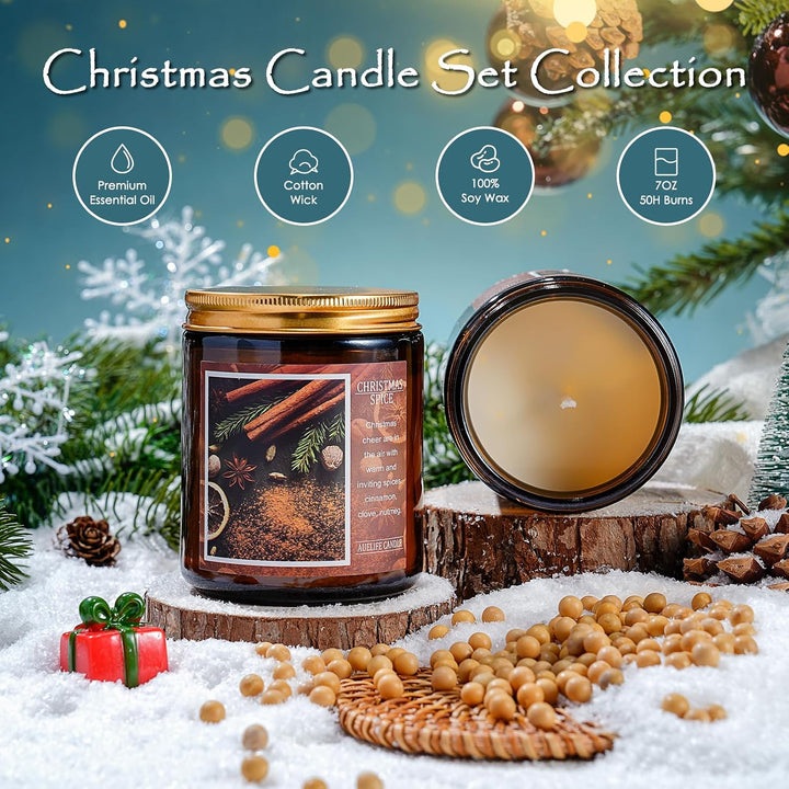 Fall Candles, Apple Pie Scented Candle for Home- Fall Scented Candles Gift Set for Women &amp; Men, Autumn Aromatherapy Candle for Holiday, Thanksgiving, Cozy Home Décor，Long-Lasting Fragrance，7 oz