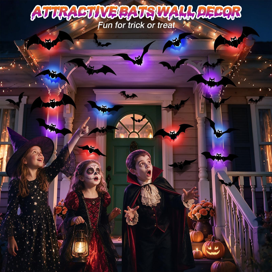 LUDILO 100Pcs Bats Halloween Decorations: Halloween Bats Wall Décor Sticker