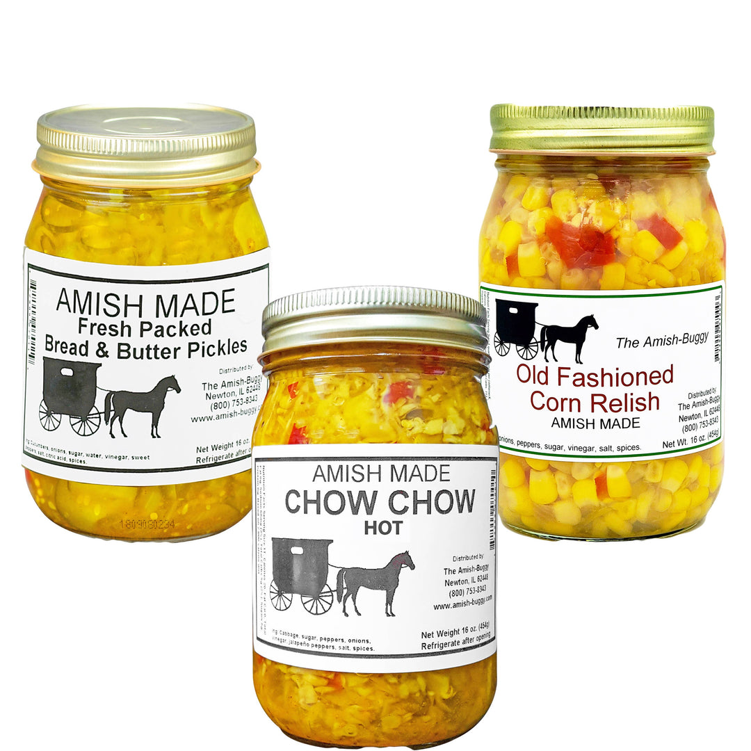 Amish Pickled Vegetables & Eggs 16 oz. Jar: Chow Chow Hot