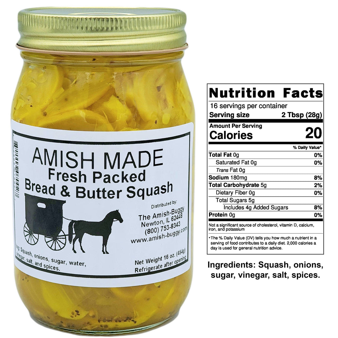 Amish Pickled Vegetables & Eggs 16 oz. Jar: Bread & Butter Pickles