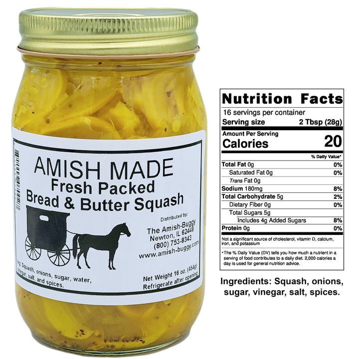 Amish Pickled Vegetables & Eggs 16 oz. Jar: Bread & Butter Pickles