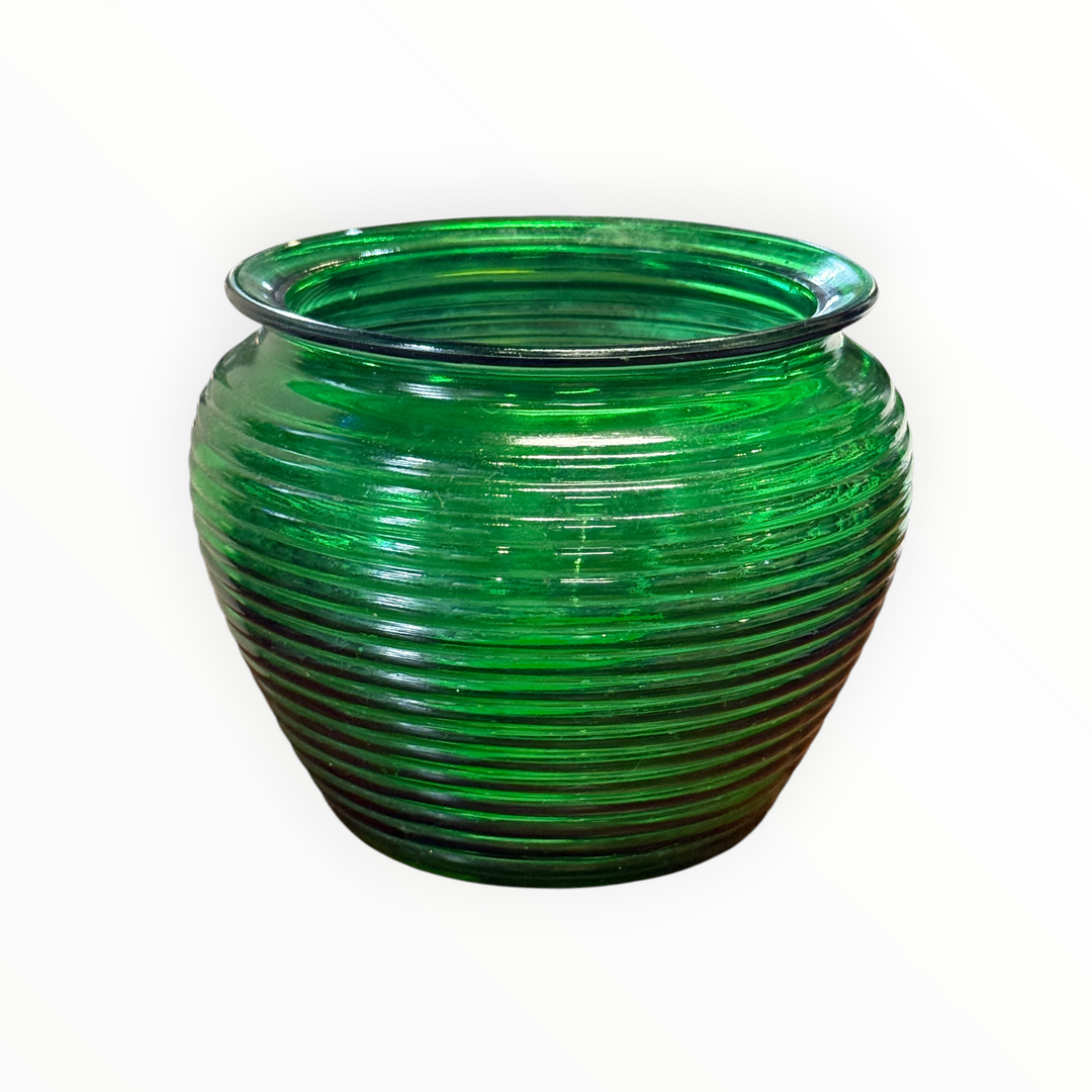 Green Glass Beehive Vase - National Pottery Company Cleveland, Ohio USA 