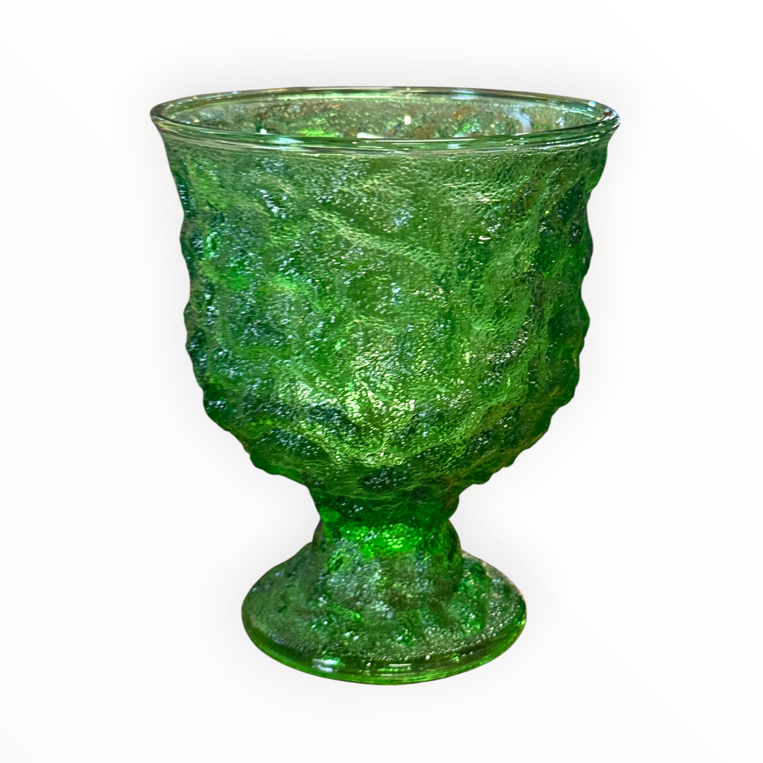 E.O. Brody Co. Green Crinkle Glass Pedestal Vase