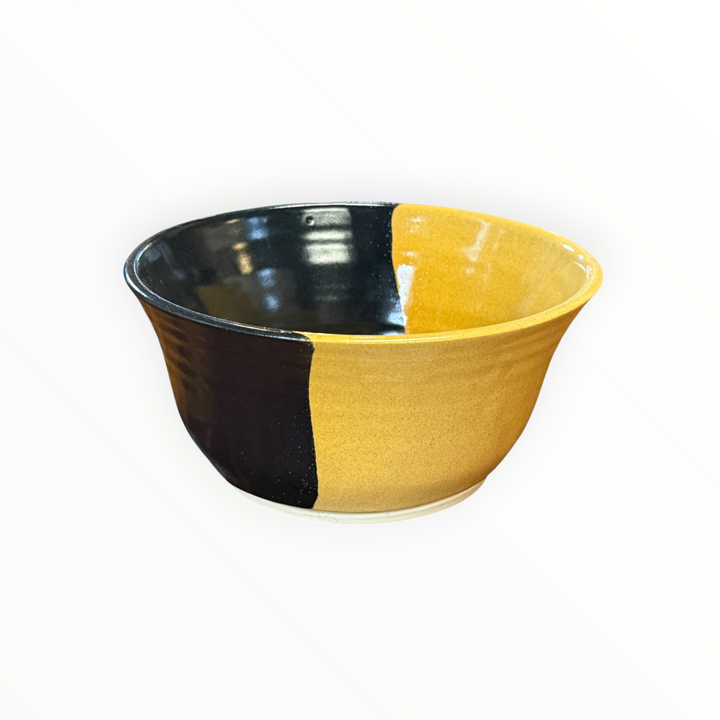 Handmade Pottery Bowl / Black &amp; Yellow