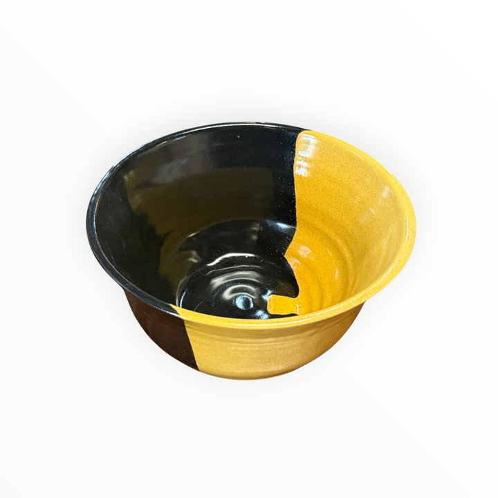 Handmade Pottery Bowl / Black &amp; Yellow