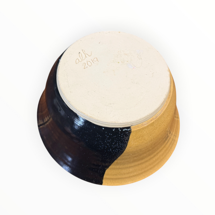 Handmade Pottery Bowl / Black &amp; Yellow