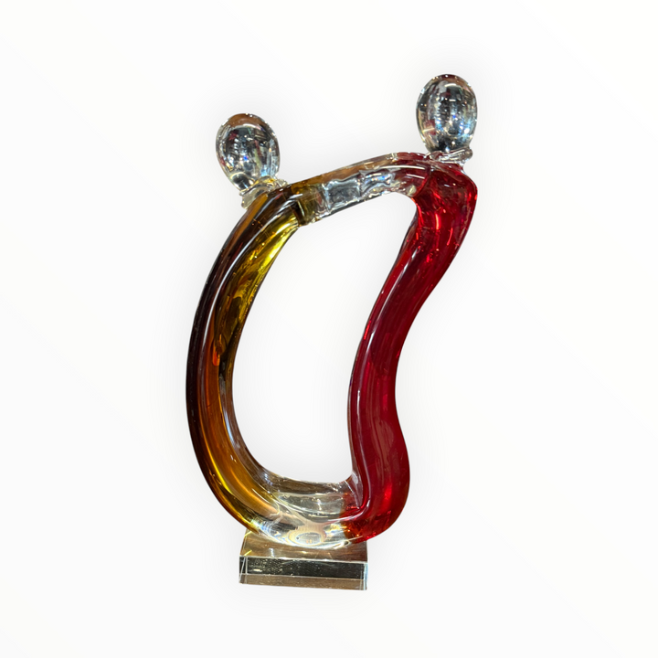 Art Glass Abstract Sculpture, Hand Blown Glass Statue, Parent and Child