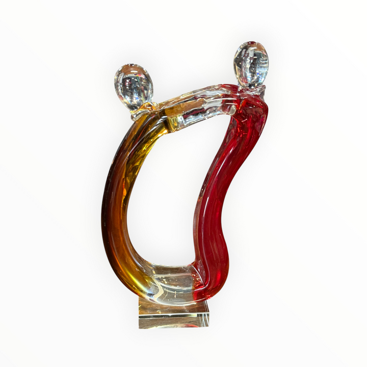 Art Glass Abstract Sculpture, Hand Blown Glass Statue, Parent and Child