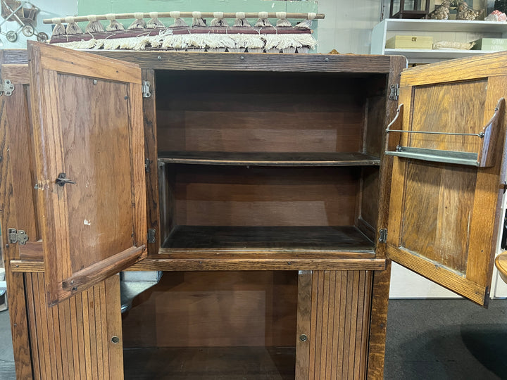 Antique Oak Hoosier Baker Cabinet with Stainless Top  PICKUP ONLY