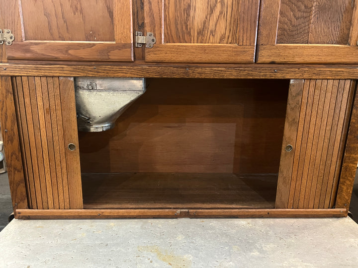 Antique Oak Hoosier Baker Cabinet with Stainless Top  PICKUP ONLY