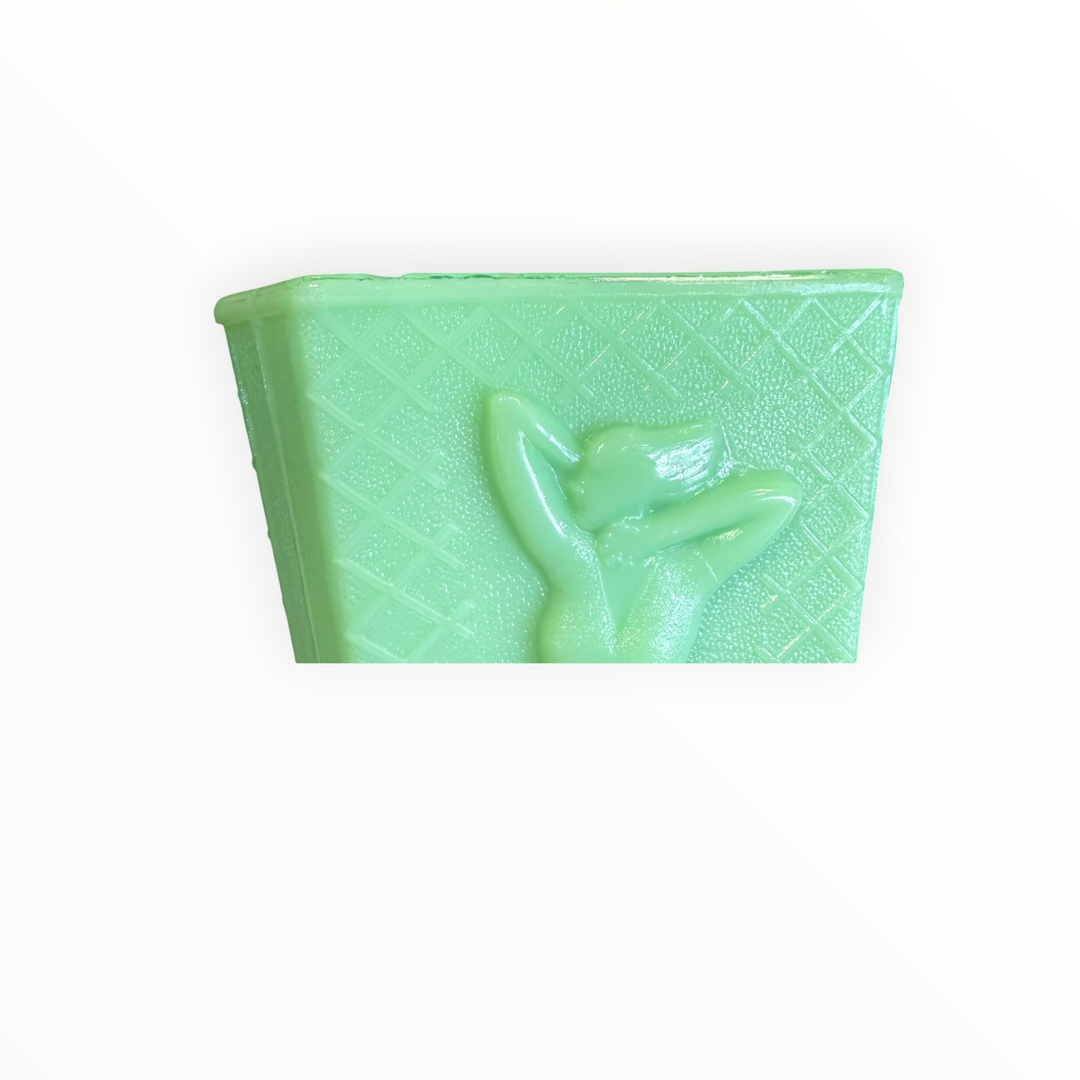 McKee Glass Jadeite Uranium Glass Nude 3 Sided Vase AS IS