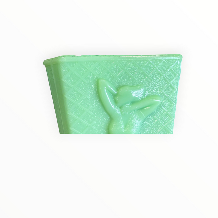McKee Glass Jadeite Uranium Glass Nude 3 Sided Vase AS IS