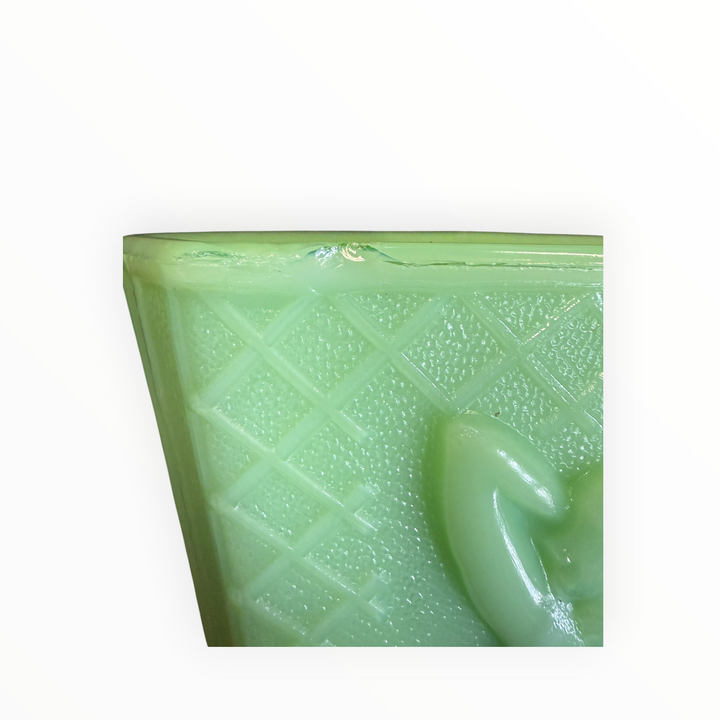 McKee Glass Jadeite Uranium Glass Nude 3 Sided Vase AS IS