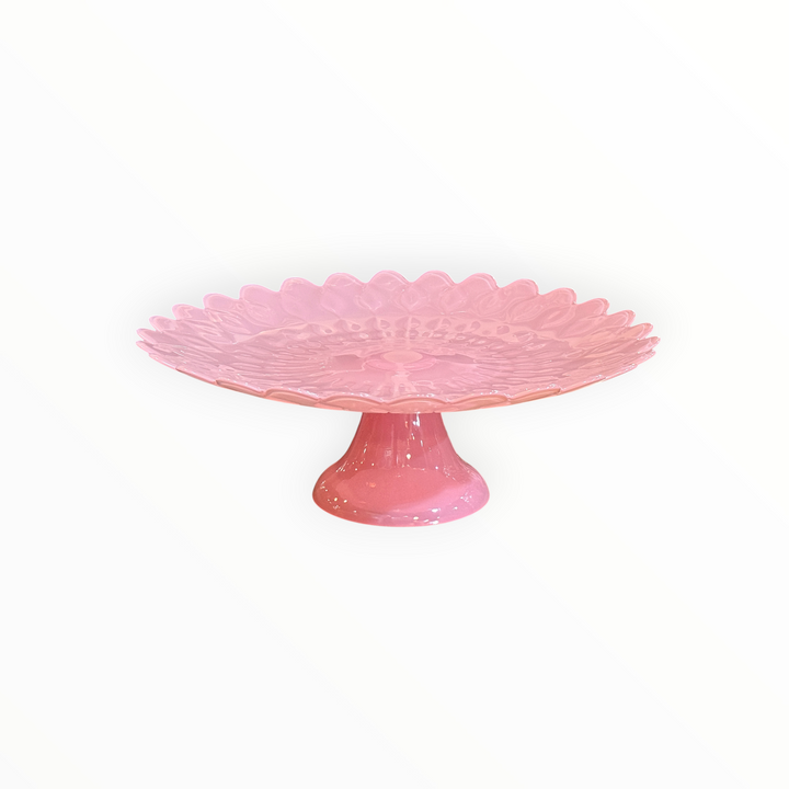 Glass Pink Flower Cake Stand