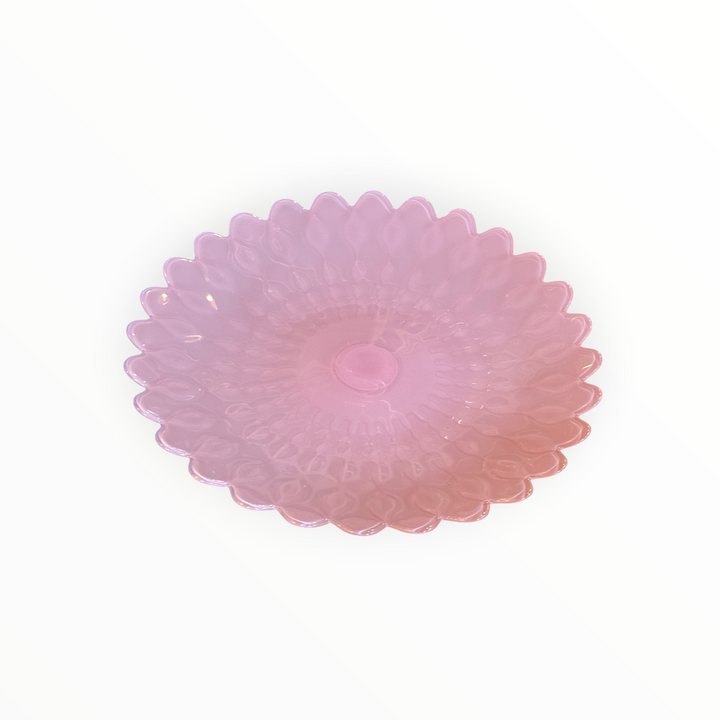Glass Pink Flower Cake Stand