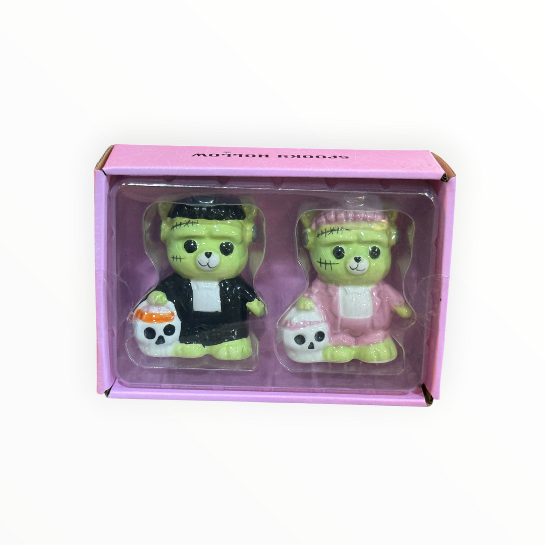 Spooky Hollow Frankenstein Bears Salt and Pepper Shakers