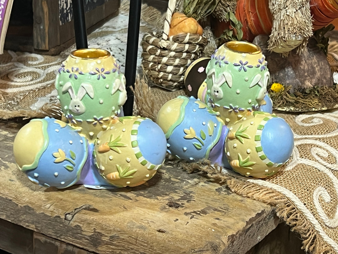 Easter - Easter Egg Taper Candle Holder Pair